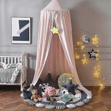 (Pink) baby canopy chiffon crib play tent nursery canopy height 240cm hem length 260cm
