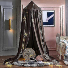 (Dark brown) baby canopy chiffon crib play tent nursery canopy height 240cm hem length 260cm