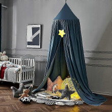 (Dark blue) baby canopy chiffon crib play tent nursery canopy height 240cm hem length 260cm