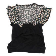 Niedliches schwarzes XS Haustierkleid mit Blumenmuster & Rücken-Schleife für kleine Hunde & Katzen