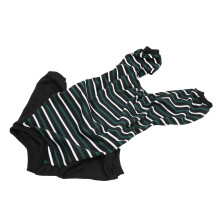 Weiche grün-weiße gestreifte Hundepyjamas, Größe M, Polyester