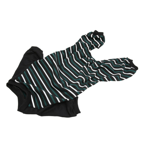 Grün-weiß gestreifter Vierbein-Pyjama - Größe M