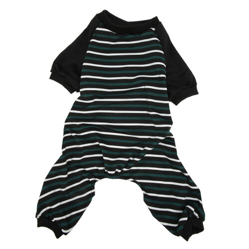 Grün-weiß gestreifter Vierbein-Pyjama - Größe M 1