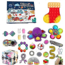 (ST-014hat) 24 grid christmas advent calendar squeeze toys with tree santa deer hat 24 day countdown kids gift