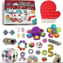 (ST-014golves) 24 grid christmas advent calendar squeeze toys with tree santa deer hat 24 day countdown kids gift