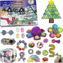(ST-014deer) 24 grid christmas advent calendar squeeze toys with tree santa deer hat 24 day countdown kids gift