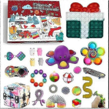 (ST-022gift) 24 grid christmas advent calendar squeeze toys with tree santa deer hat 24 day countdown kids gift