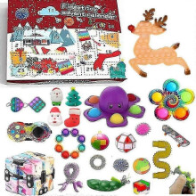 (ST-014man) 24 grid christmas advent calendar squeeze toys with tree santa deer hat 24 day countdown kids gift