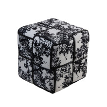 Square Ottoman Upholstered PU Leather Foot Stool 35x29x47cm Anti Slip Silent Foot Pads Living Room Bedroom White/Black
