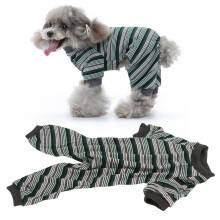 Elastischer grüner gestreifter Hundeschlafanzug Hundepyjamas für Partys & Fotoshootings L