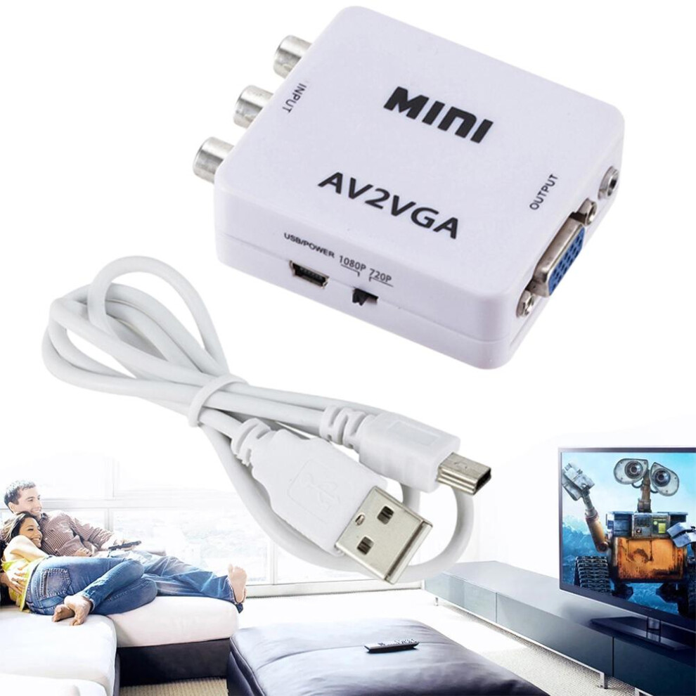 Mini High Definition AV to VGA Video Converter Box AV to VGA Video Adapter Audio Converter-image-OPC-PMDVJ5K-NEW