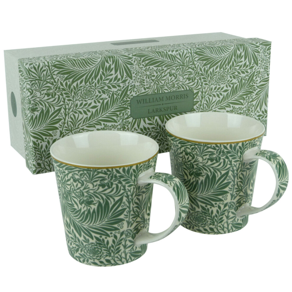 The Leonardo Collection William Morris Larkspur Set Of 2 China Mugs In Presentation Box 300Ml 10 Fl Oz Capacity