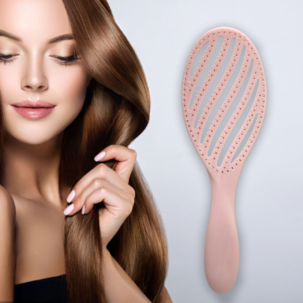 4Pcs Pink Curved Vent Hair Brush for Fast Blow Dry & Styling, 24x8x3cm