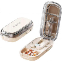 (White) Pill Cutter for Multifunctional Medicine Cutter Box - Precision Cutting, Compact & Portable, 1 Split into 2 or 4