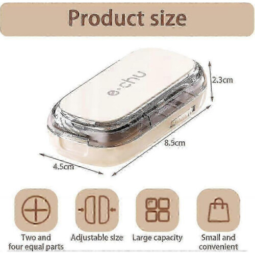 (White) Pill Cutter for Multifunctional Medicine Cutter Box - Precision Cutting, Compact & Portable, 1 Split into 2 or 4 1
