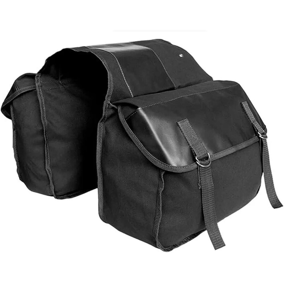 Canvas Motorcycle Saddle Bags Compatible With Yamaha Motorbike Travel Panniers Tool Bag Black 9084446579314