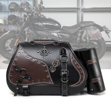 Motorbike Saddle Bags for Harley Davidson Sportster 1200 1988-2022 Leather Waterproof Side Tail Bag Quick-Release Straps