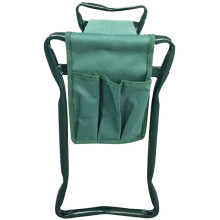 Garden Kneeler Seat Mat - Soft Foam Kneeling Pad For Garden Stools, Heavy-Duty Foldable Cover, 2 Tool Pouches, Green