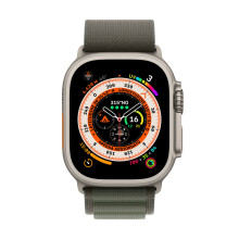 Apple Watch Ultra (GPS + Cellular), 49mm Titanium Case with Green Alpine Loop - Small