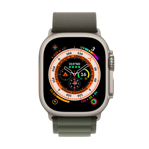 Apple Apple Watch Ultra (GPS + Cellular), 49mm Titanium Case with Green Alpine Loop - Small