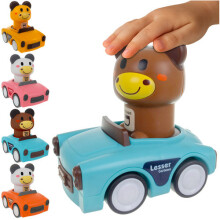 Sensorische Spielzeugautos mit Tieren, 4er-Pack, zum Schieben und Losfahren