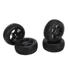 4 Stück 1/16 RC Auto Räder Set Gummi Kunststoff Schwarz 75 mm Durchmesser