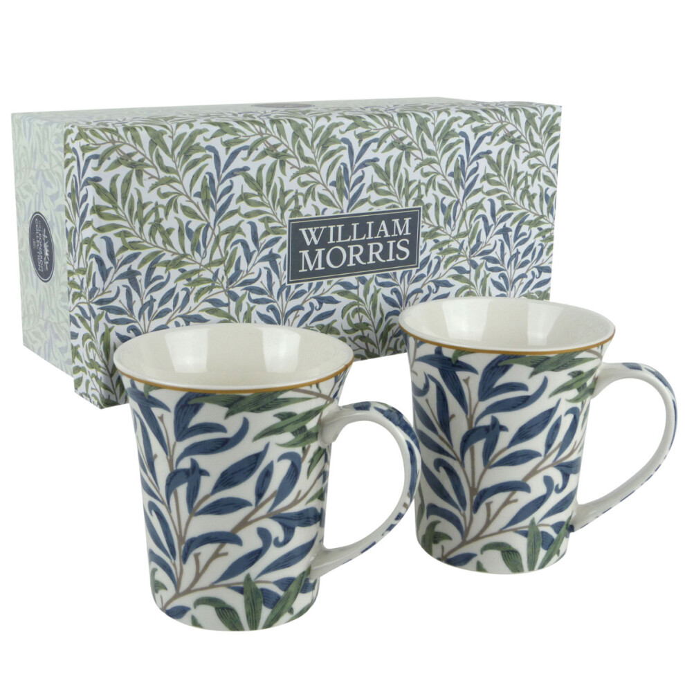 The Leonardo Collection William Morris Set Of 2 China Mugs/Cups Willow Bough Design Gift Box