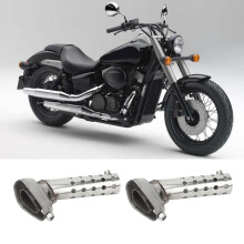 2 Stück Motorrad-Auspuff-Dämpfer Muffler 22mm Anschluss 25mm Auslass Galvanisiertes Eisen