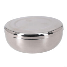 Korean Stainless Steel Warming Bowl With Lid - Silver Finish, Medium Size, Kitchen Serving Bowl, Durable Stainless Steel