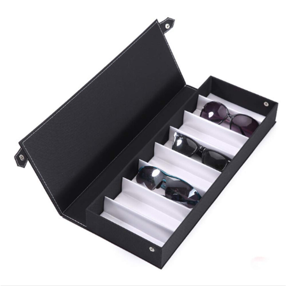 PU Leather Glasses Display Case With 8-Grid Folding Tray Eyewear Organizer Sunglasses Storage Jewelry Watches Rack