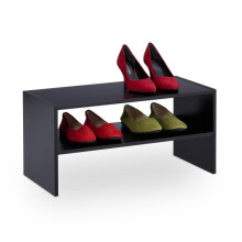 Schwarzes Schuhregal mit 2 Ablagen