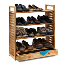 Schuhregal aus Walnussholz mit Schublade