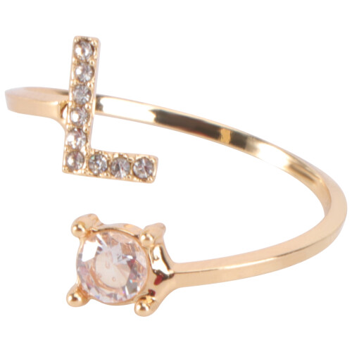 1St Eingelegter Ring Anhänger Ring Mode Finger Schmuck (Golden)