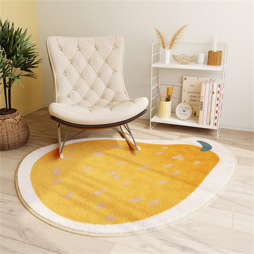 Round Area Rugs Fluffy Nursery Rug Crawling Play Mat For Children And Toddlers Leopard Dog 80X80cm Anti-Skid Yellow