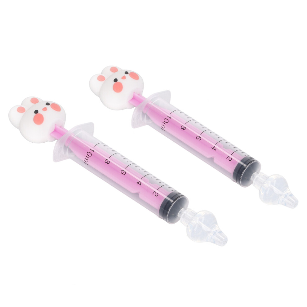 2pcs Pink Rabbit Silicone Infant Nasal Irrigator 10ml Baby Nose Cleaner