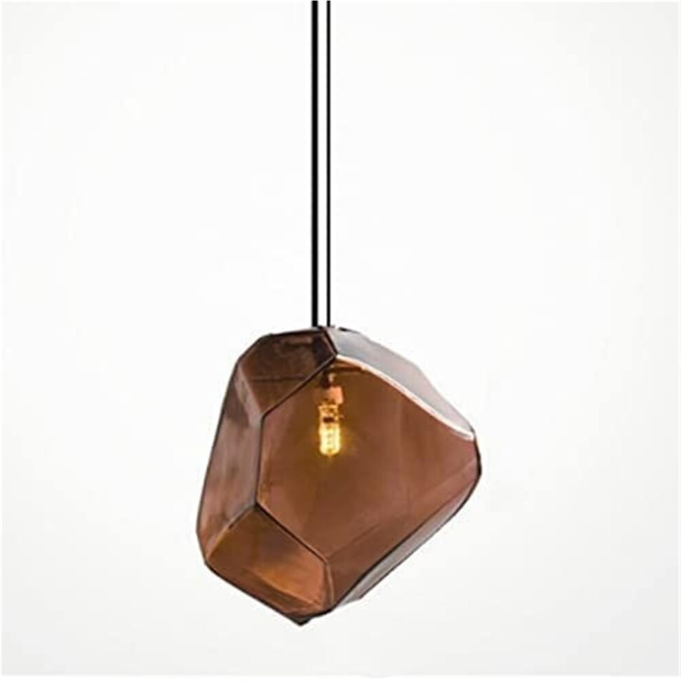 Modern Pendant Lamp Nordic Stained Glass Chandelier Amber D17.5 X H18 Cm Ceiling Light For Dining Kitchen Island-image-OPC-PMDW99R-NEW