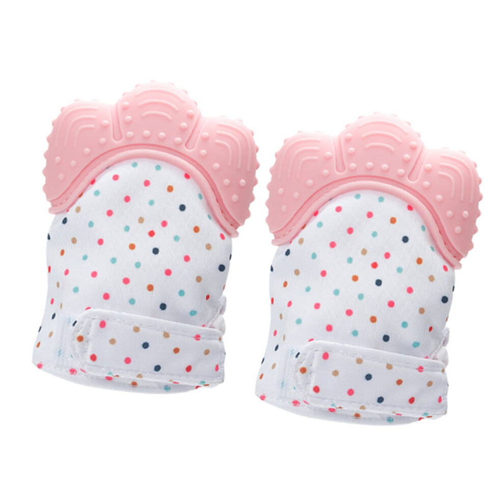 Silicone Baby Teething Gloves Pink 2pcs - Pain Relief & Scratch Guard