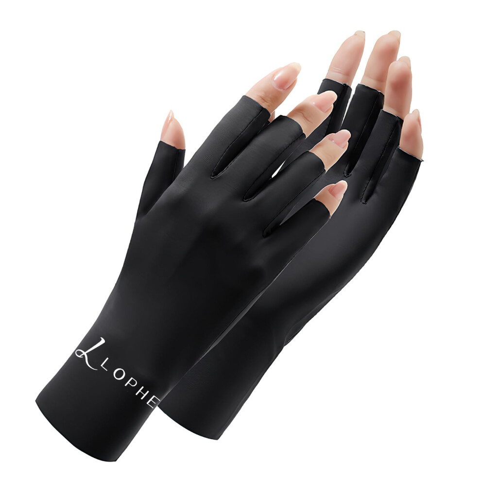 UV Gloves For Gel Nails, UV Protection Fingerless Gloves, Breathable Ice Silk, Nail Lamp Compatible Skin Care Glove