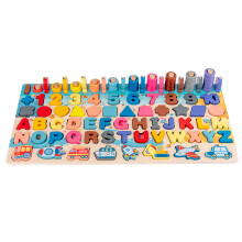 Wooden Traffic Theme Alphabet Number Shape Puzzle - Educational Toy for Kids