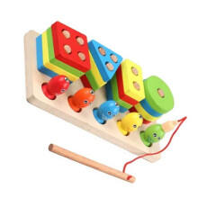 Bunte Holzbausteine Angelspielblock Set – 2-in-1 Lernspielzeug zum Zuordnen