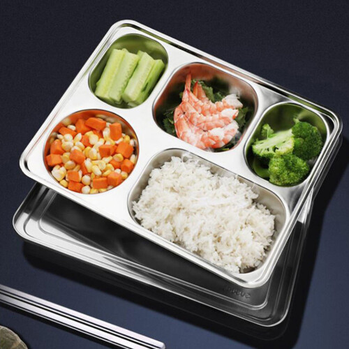 3 Stk. Dinner Tabletts Mit Fächern Fast Food Teller Cafeteria Set 1