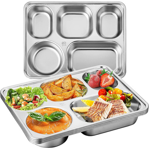 3 Stk. Dinner Tabletts Mit Fächern Fast Food Teller Cafeteria Set 2