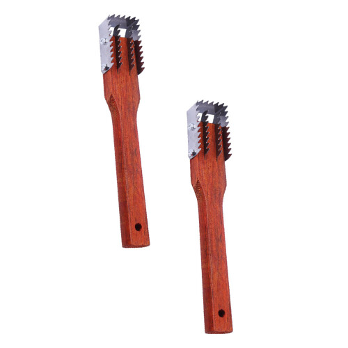 2Pièces Outil Nettoyage Poisson Écailleur Bois
