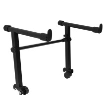 2 Tier Keyboard Stand Extension Adjustable 45-75 Cm 16.5-29.5 Inches Black Metal Rubber Fits 25 Mm Tube