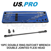 US PRO Tools 8mm to 19mm Double Jointed Flex Head Long Reach Ratchet Spanner Set 7585