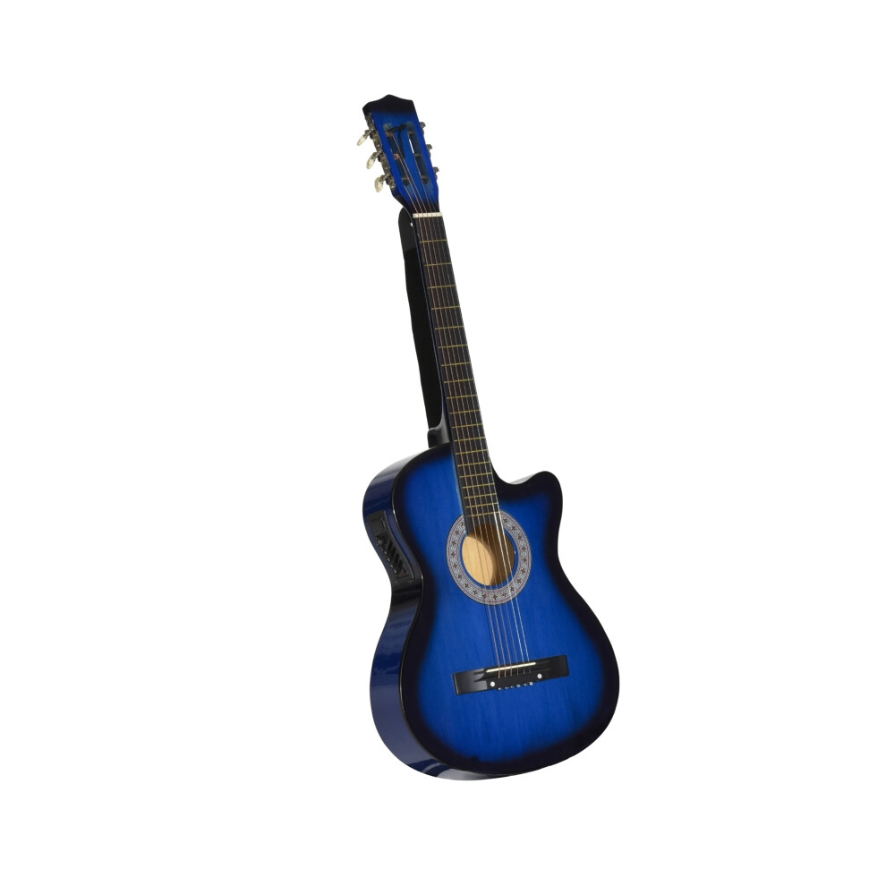 Kids 38 Inch Full Size Blue Acoustic Electric Guitar Classical Junior Guitar with Gloss Finish & Carry Case-image-OPC-PMDWP99-NEW