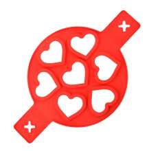 Silicone Pancake Moulds Non-Stick 7-Hole Heart Shape Omelette Mould Size M Red Heart Bronze Pack Of 1