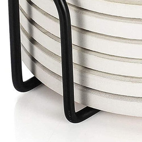 6PCS Ceramic Insulation Pads for Cups, 10.3cm White Textured Grain 2