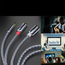 3,5 mm Jack zu Dual RCA Audio Adapter Kabel, 2 m, Aluminiumlegierung & Nylon