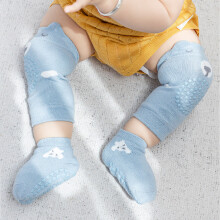 Baby-Knieschützer-Socken-Set, Weiche Baumwolle, Rutschfest, Blau, Größe S 0-12 Monate